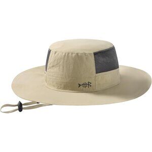 Unisex Beige 100% Nylon Wide Brim Mesh Uv Protection With Chin Strap Cowboy Hat